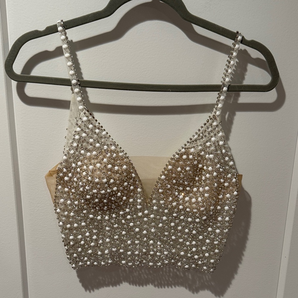 DB studio embellished spaghetti strap wedding top - Picture 2 of 5